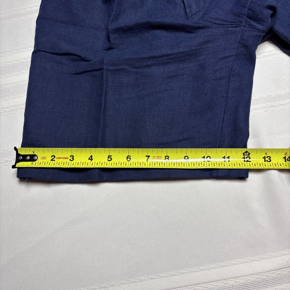 Vtg 90 Linen High Rise Walking Shorts Women Size 10 Preppy Navy Blue - Picture 3 of 9